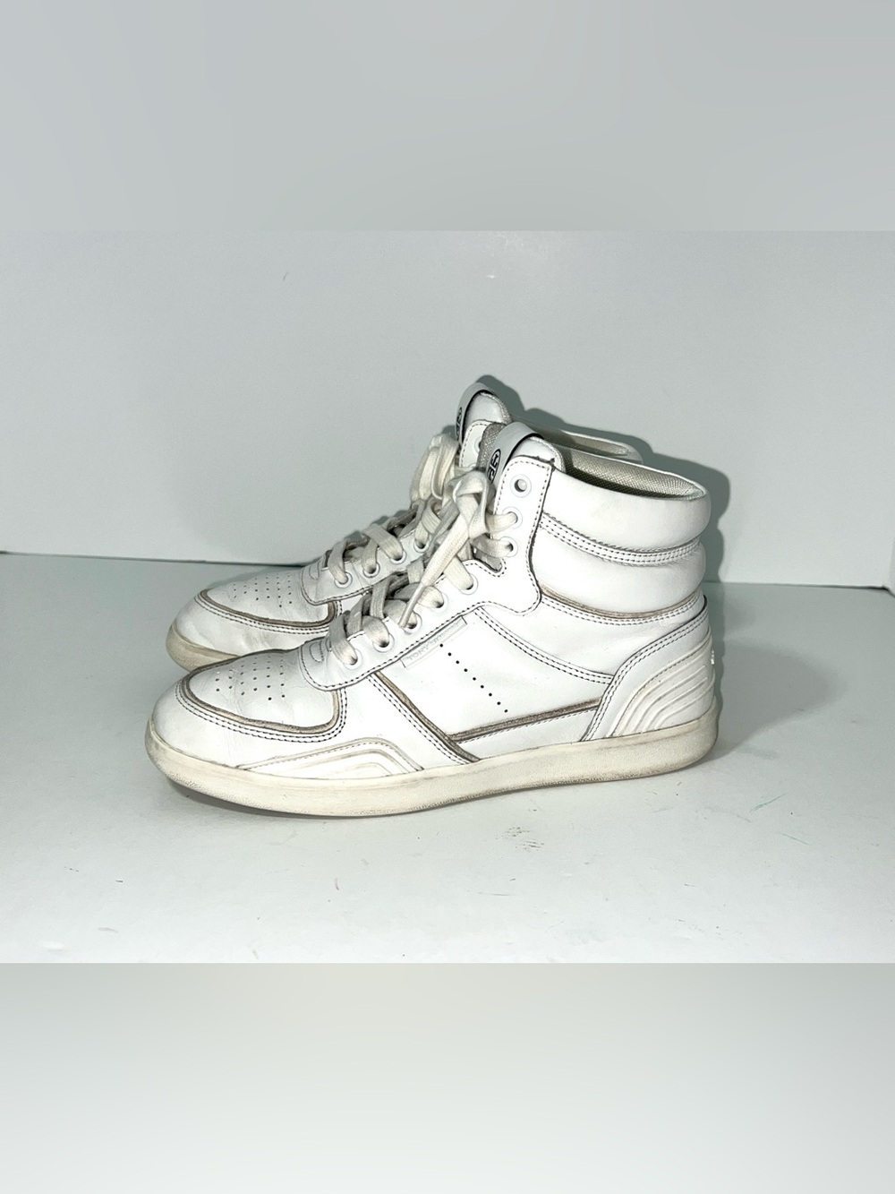 Tory Burch White Leather High Top Sneakers Shoes Woman’s Size 6.5 M